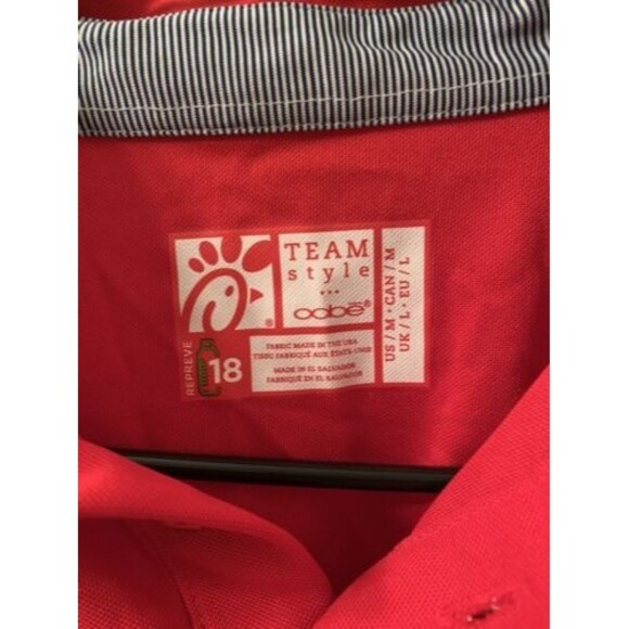 Chick-Fi-La Men's Polo Shirt Work/Uniform 1pc Size Medium Red - Picture 2 of 8